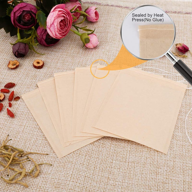 BetyBedy 100PCS Tea Filter Bags, Disposable Tea Bags for Loose Leaf Tea, Drawstring Empty Tea Infuser, BetyBedy Tea Steeper, Natural Unbleached Wood Pulp Paper Material, 1-Cup Capacityï¼ˆ3.15 x 3.94 inchï¼‰ - Image 3